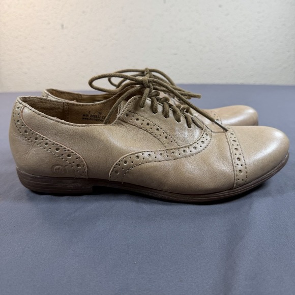 Børn Shoes - Born "Arletta"  Leather Women's Oxford Tan Size 8 Lace Up Cap Toe